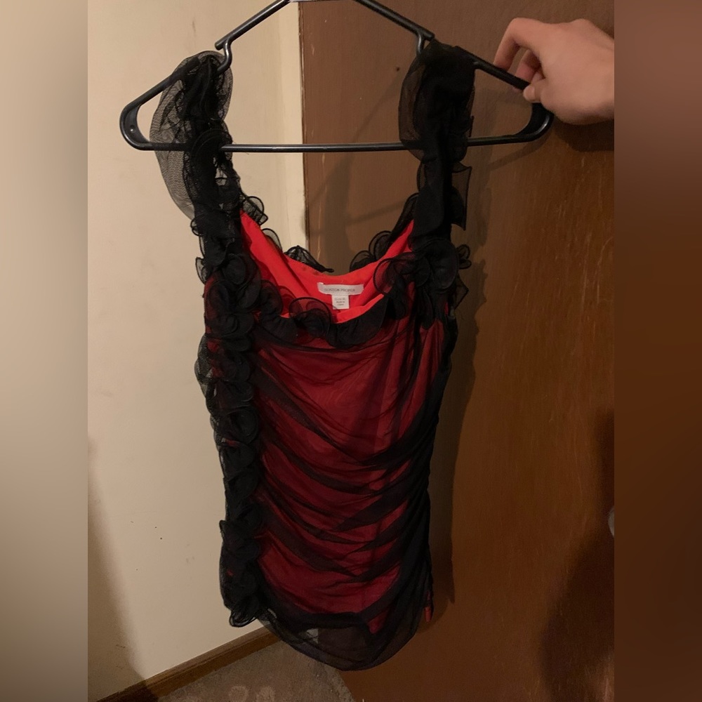 sexy black and red top by boston proper